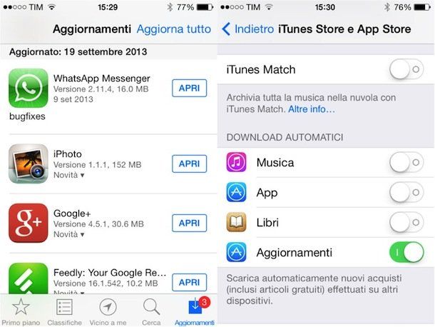 aggiornamento app