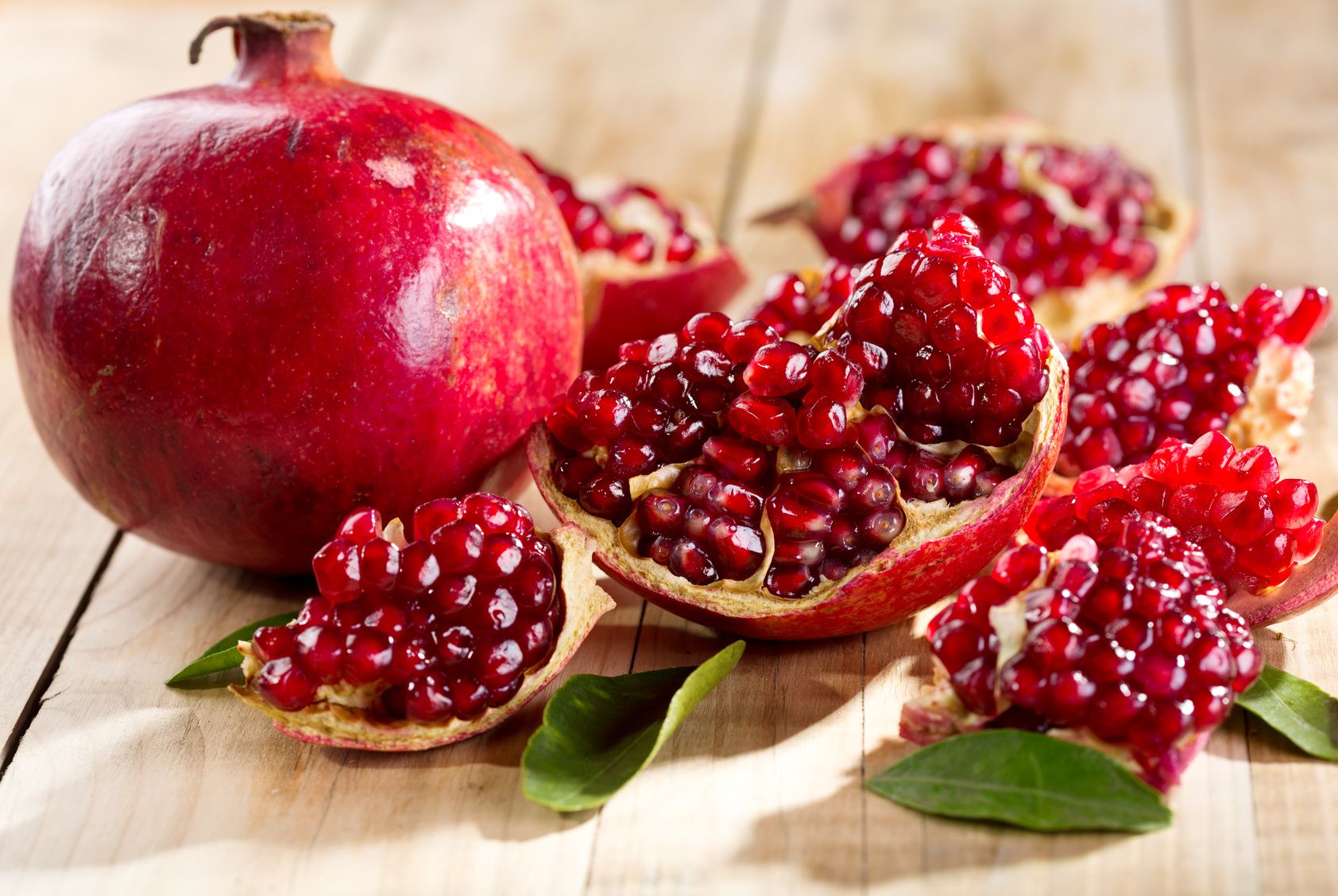 pomegranate with leafs